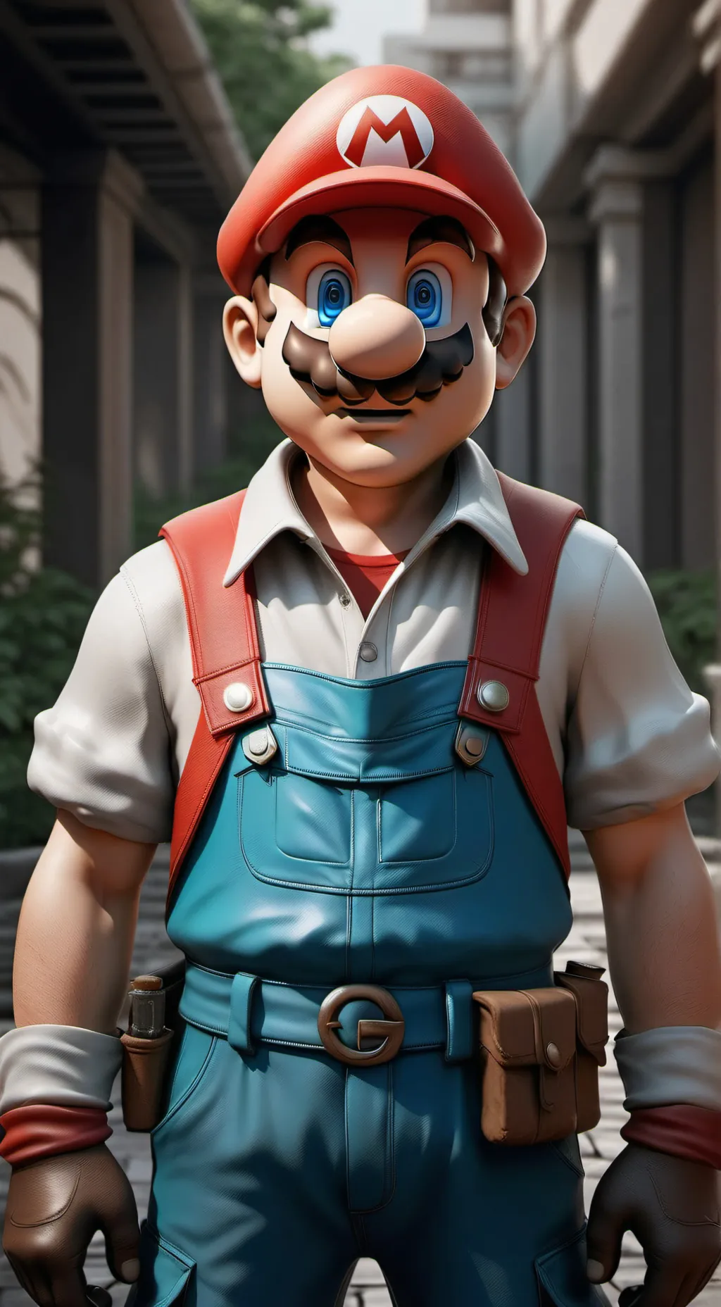 ai character: grown up Mario background