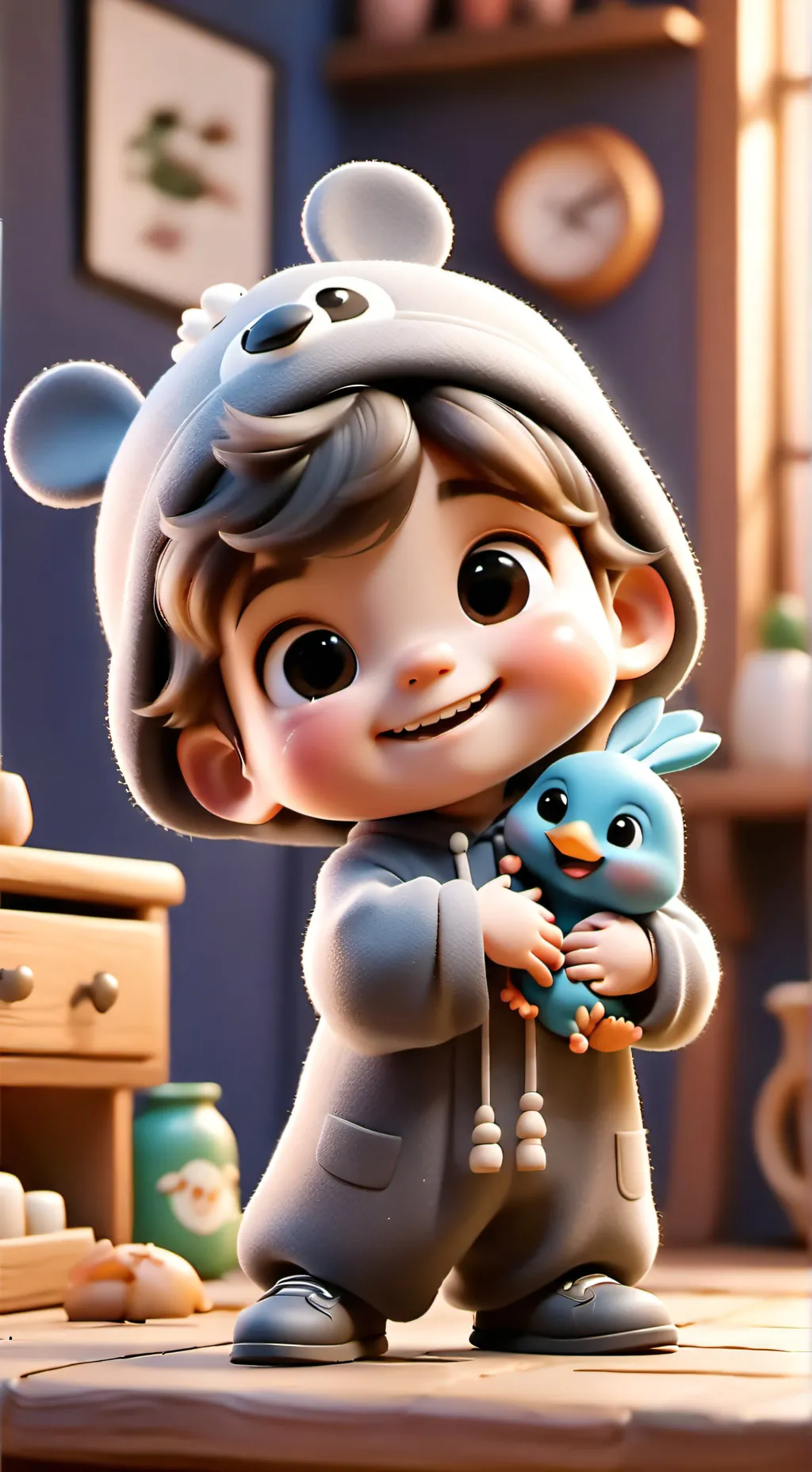 ai character: Gray background