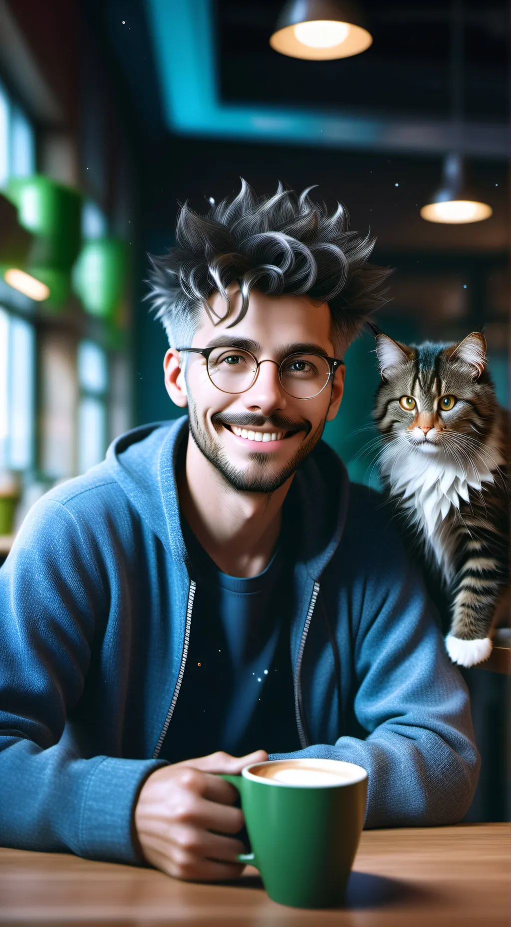 ai character: The Quantum Latte Theorist background