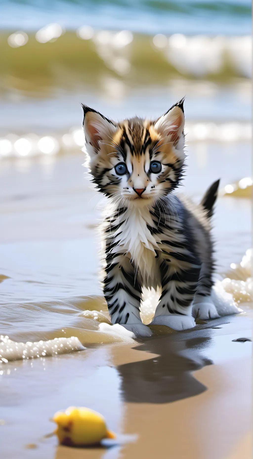 ai character: Beach kitten background