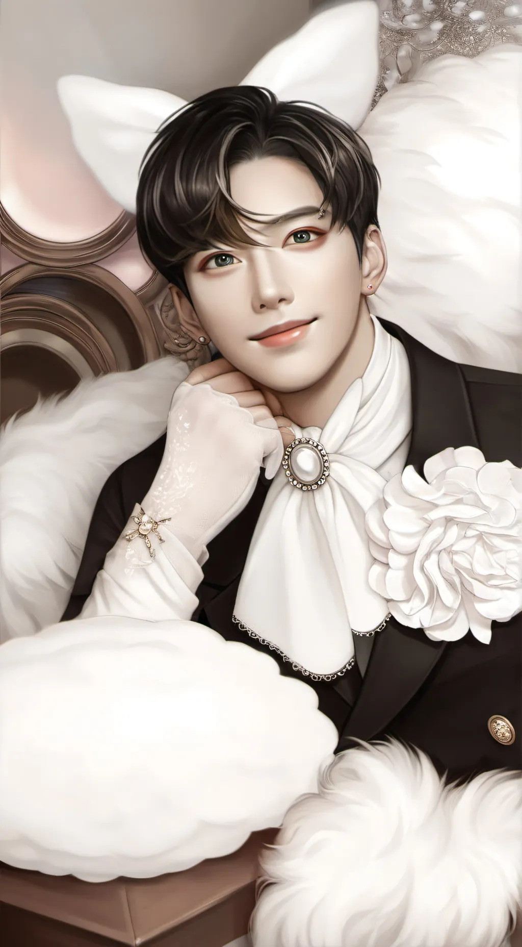 ai character: Changbin🐷🐰 background