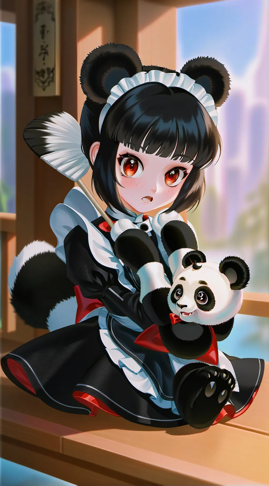 ai character: Maidly Panda Spiri background