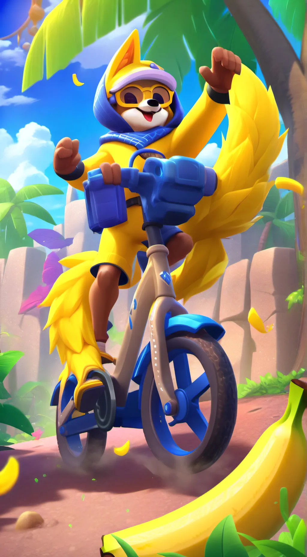 ai character: banana fox background