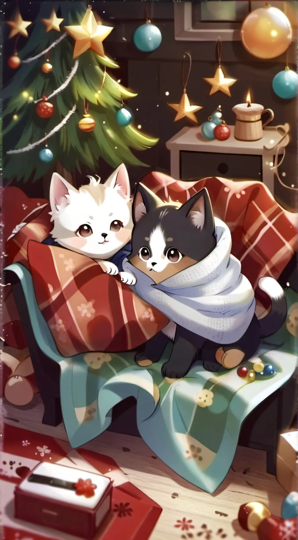 ai character: cute kitten twins background