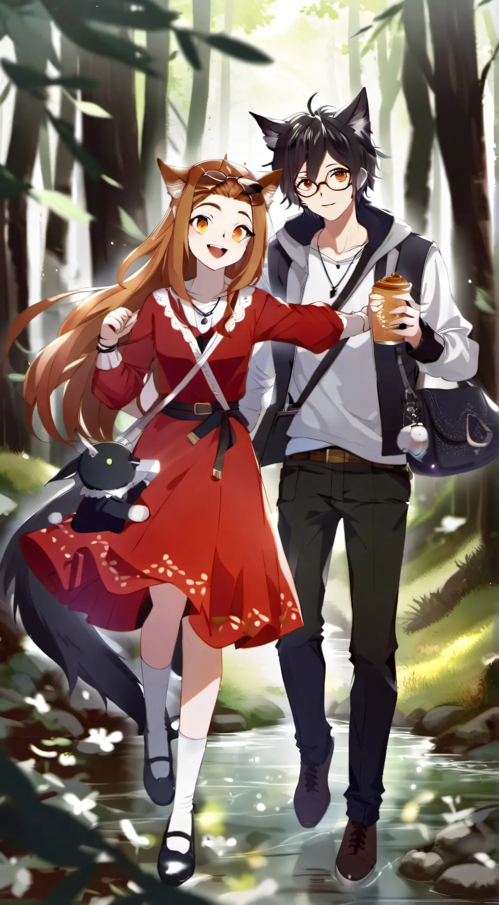 ai character: Lily and John  background