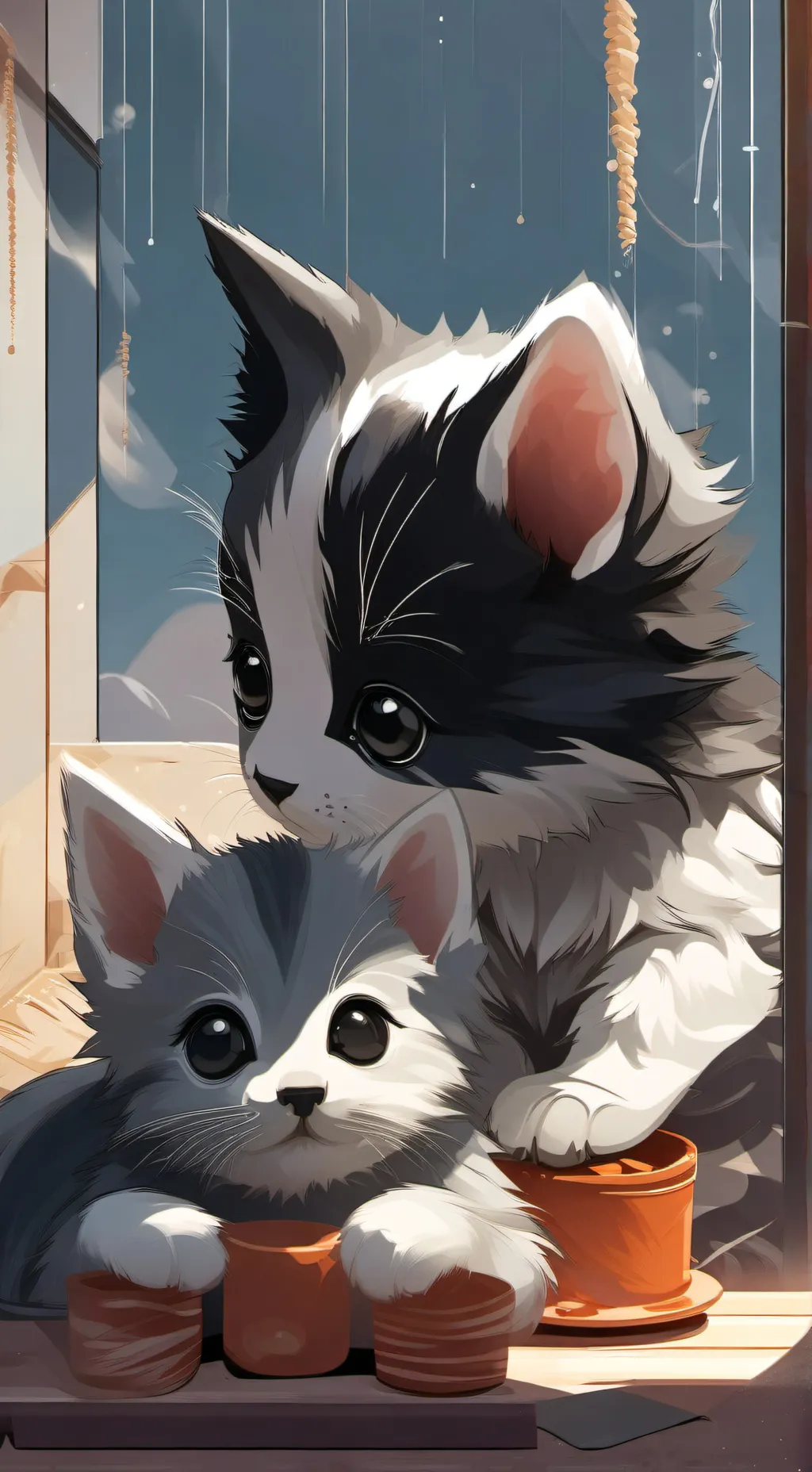 ai character: familia de gatos background