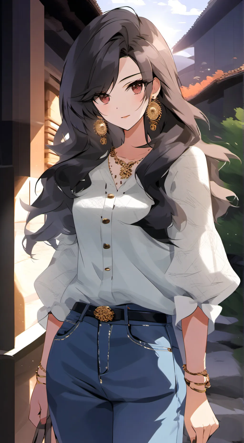 ai character: ripped mom's jeans background