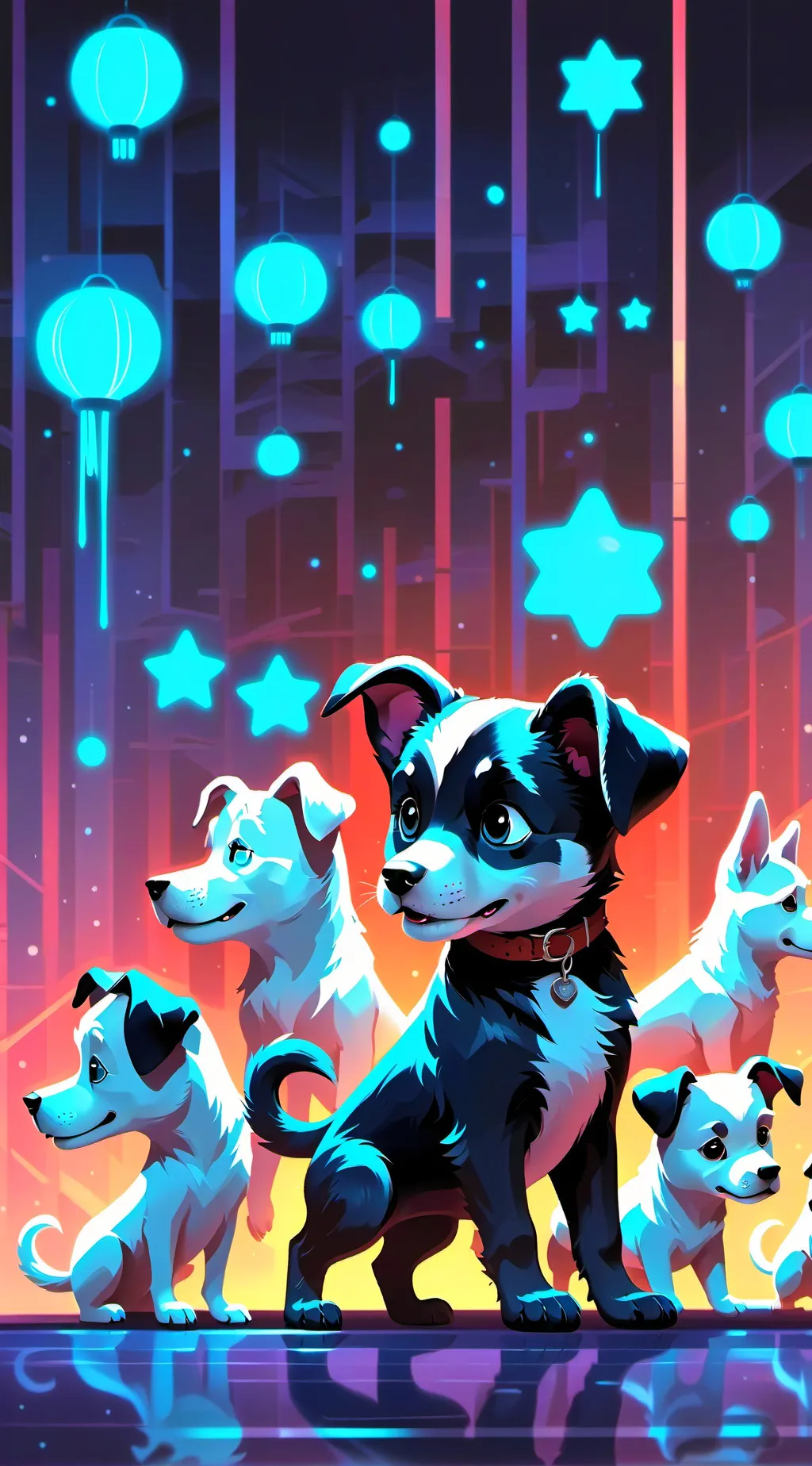 ai character: pups and mama background