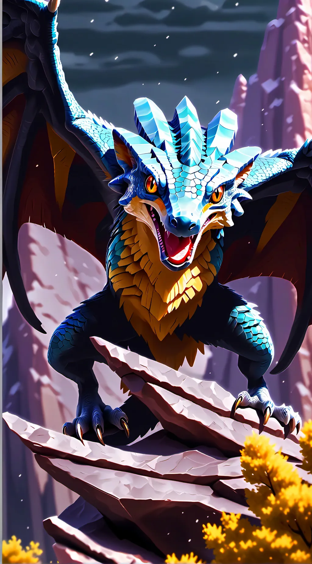 ai character: Ceratodraco Megavenator background