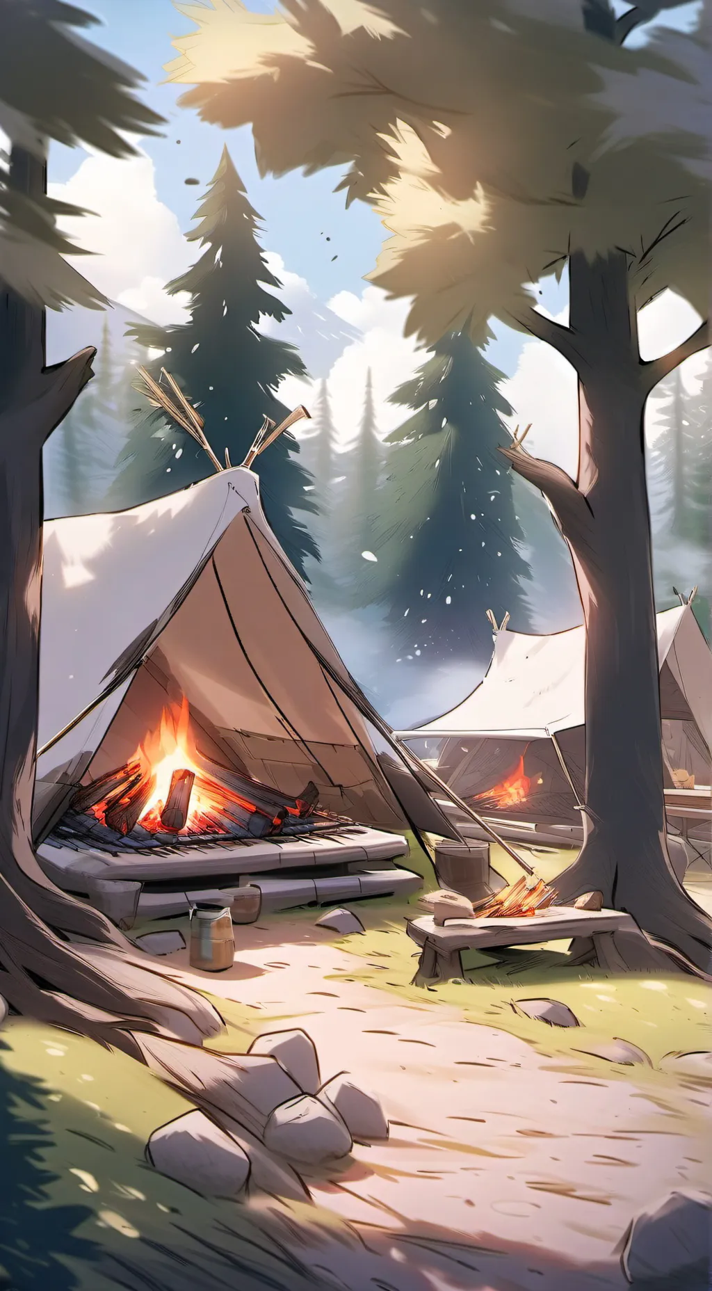 ai character: Fpe camp☺️💖💖☺️💖☺️ background