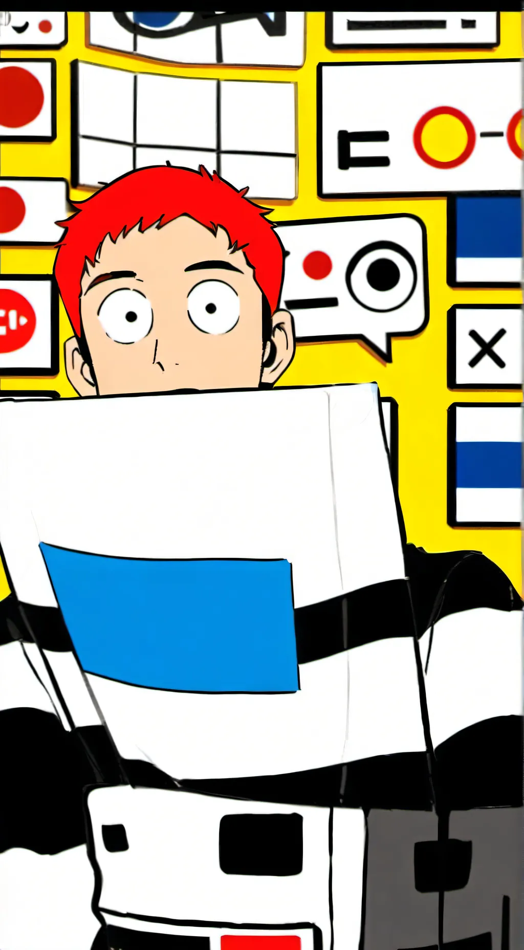 ai character: Funbot with bacon background