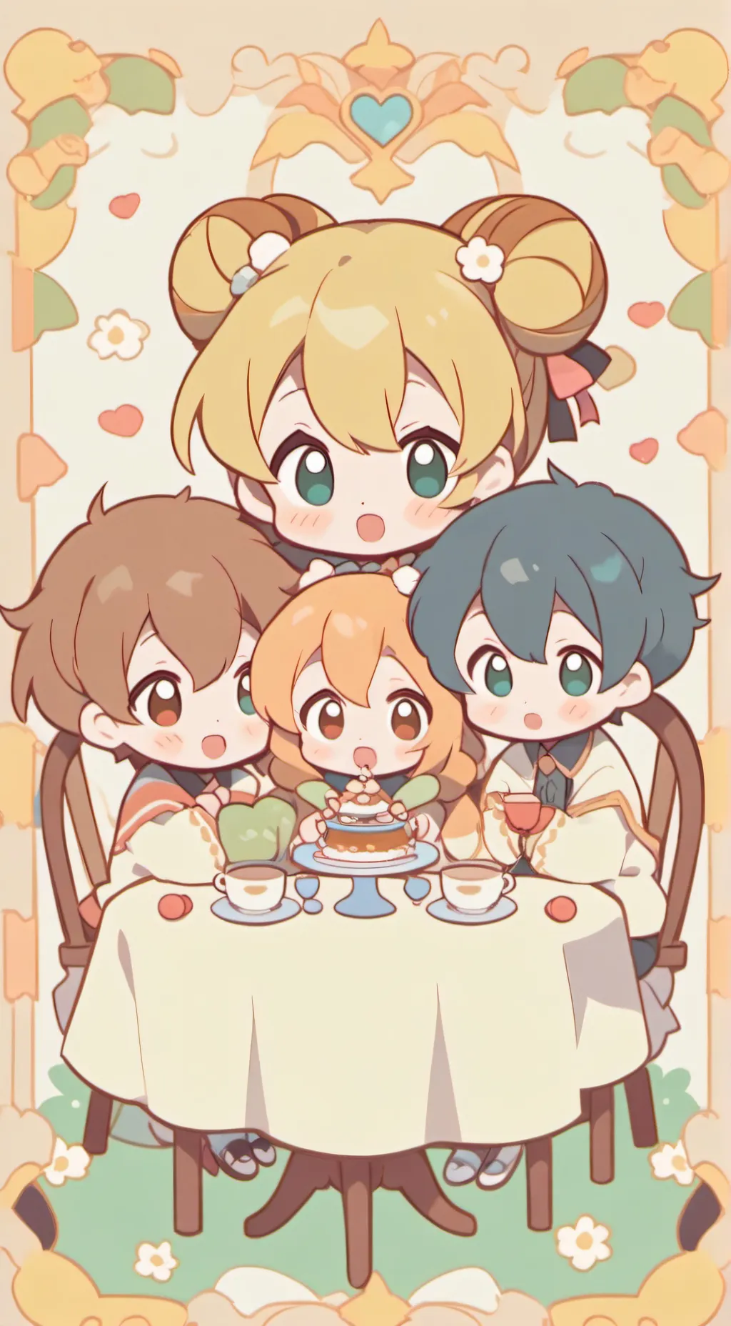 ai character: 4 bébés background