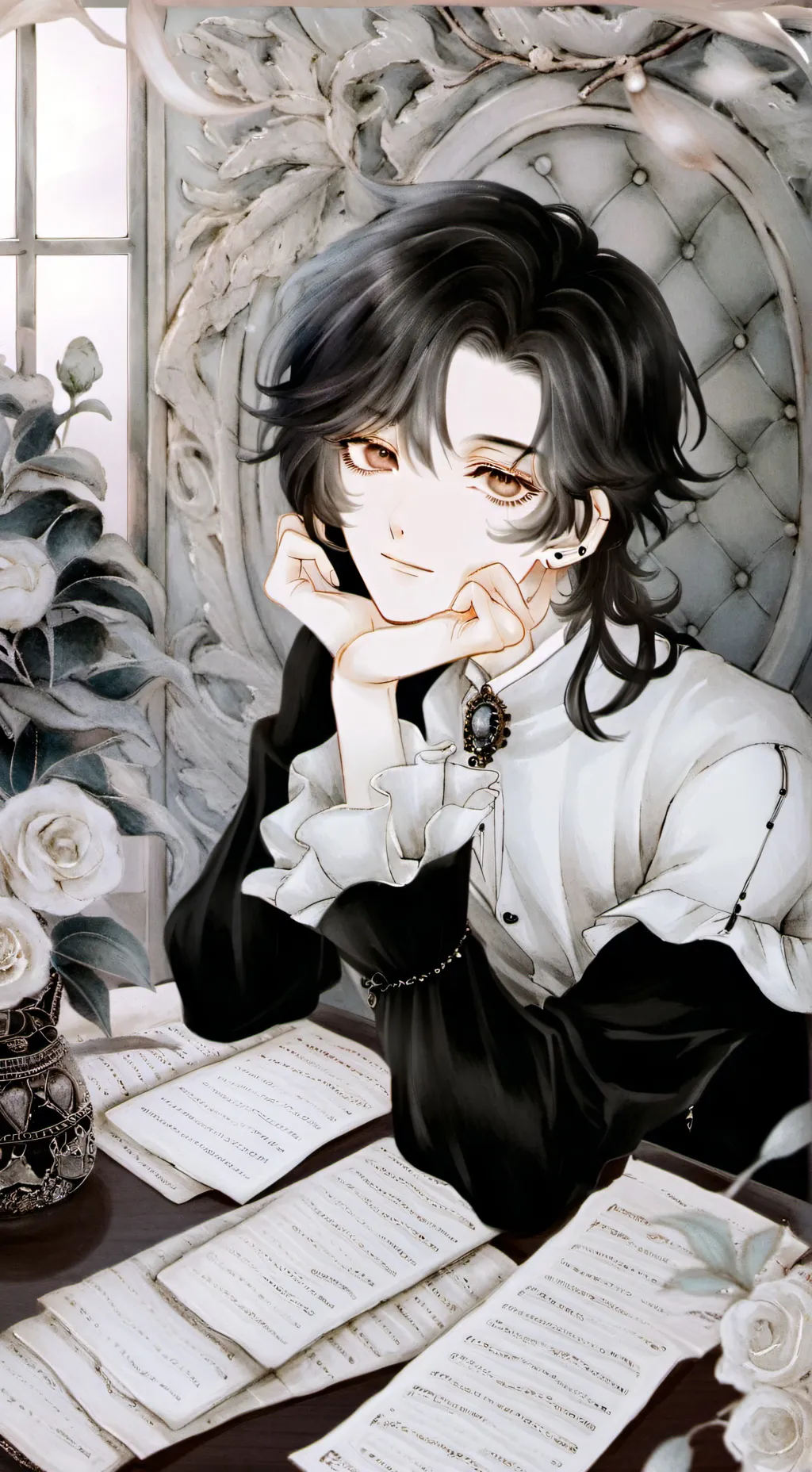 ai character: Dithering Desk Mate background