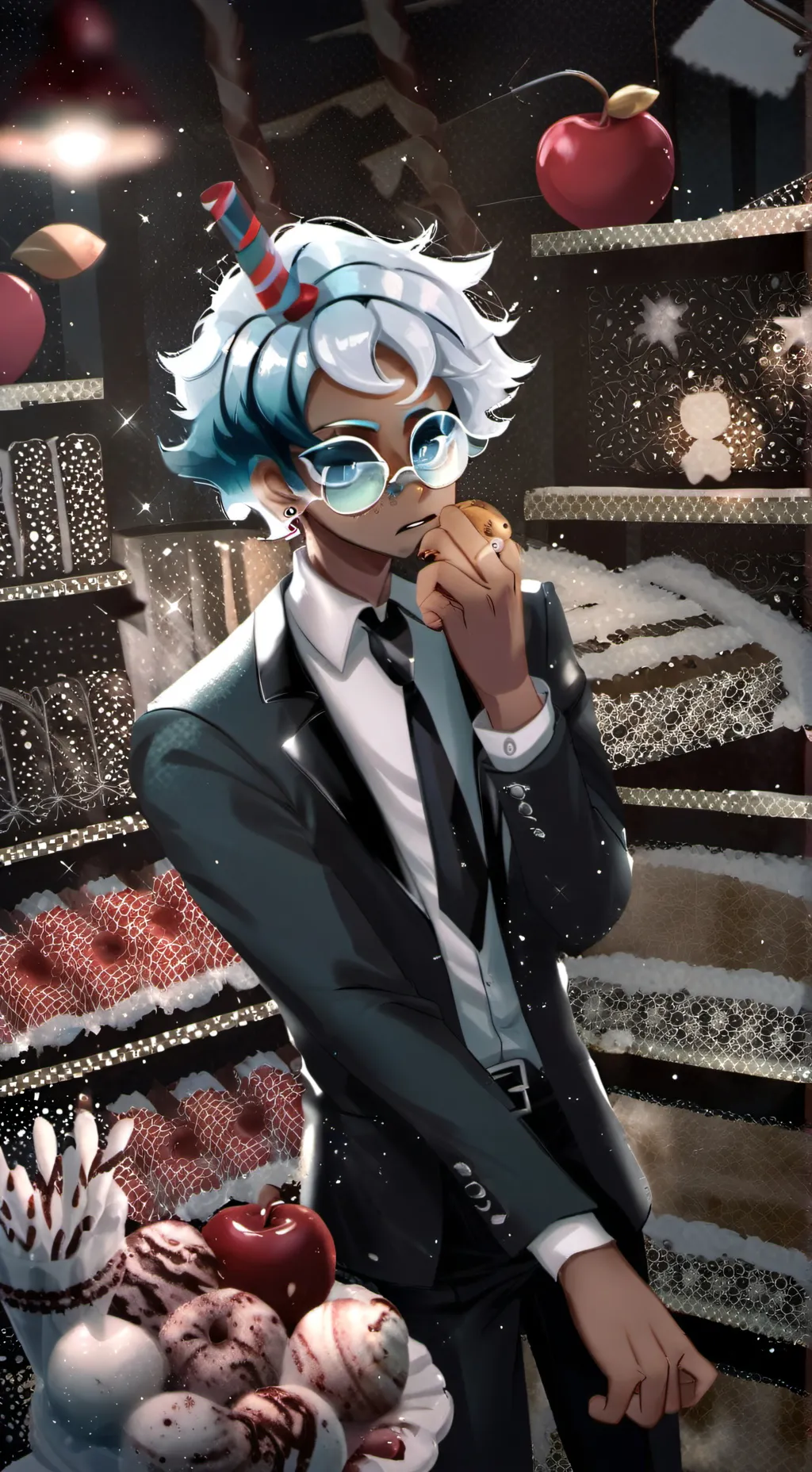 ai character: Shadow milk cookie background