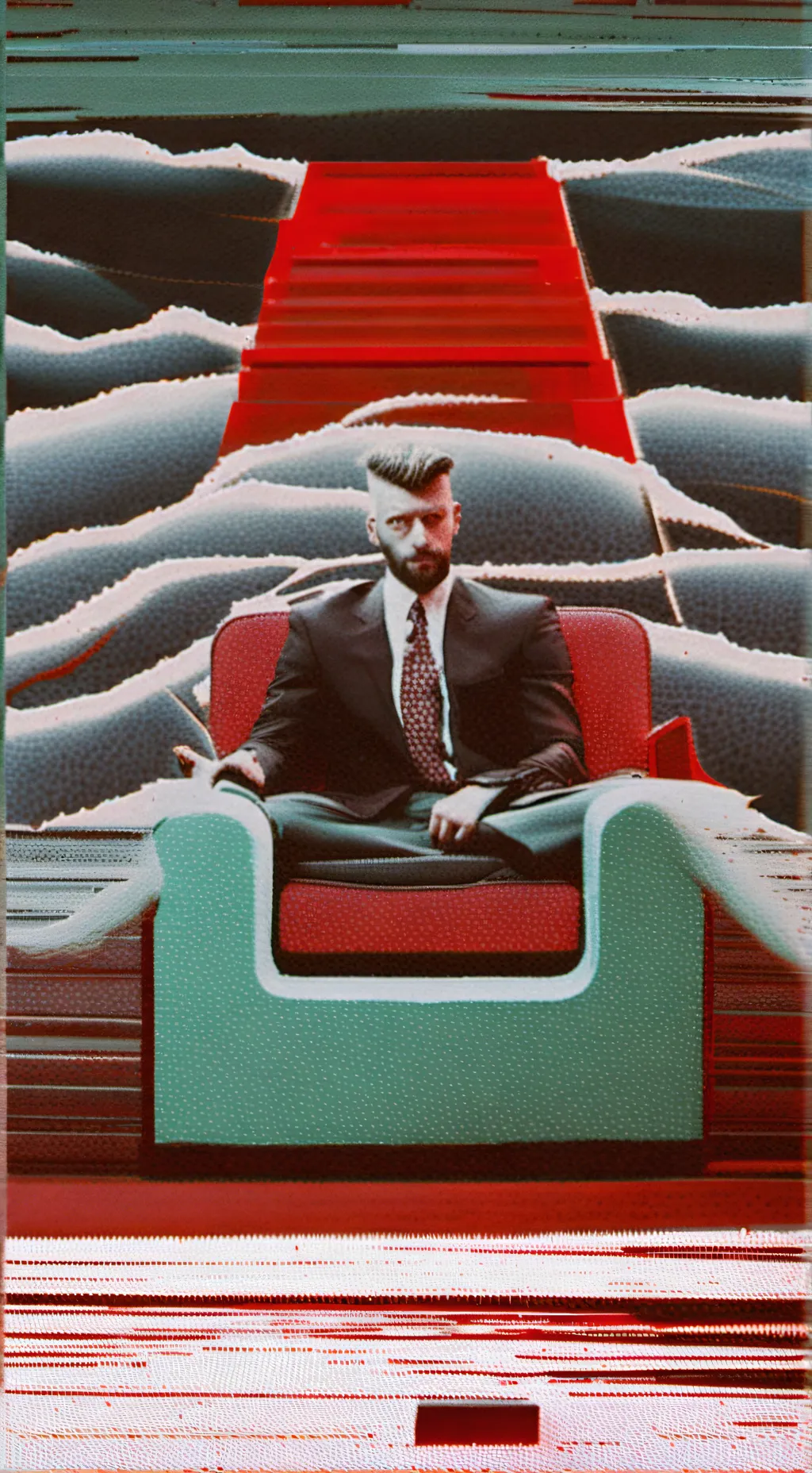 ai character: red leather  background