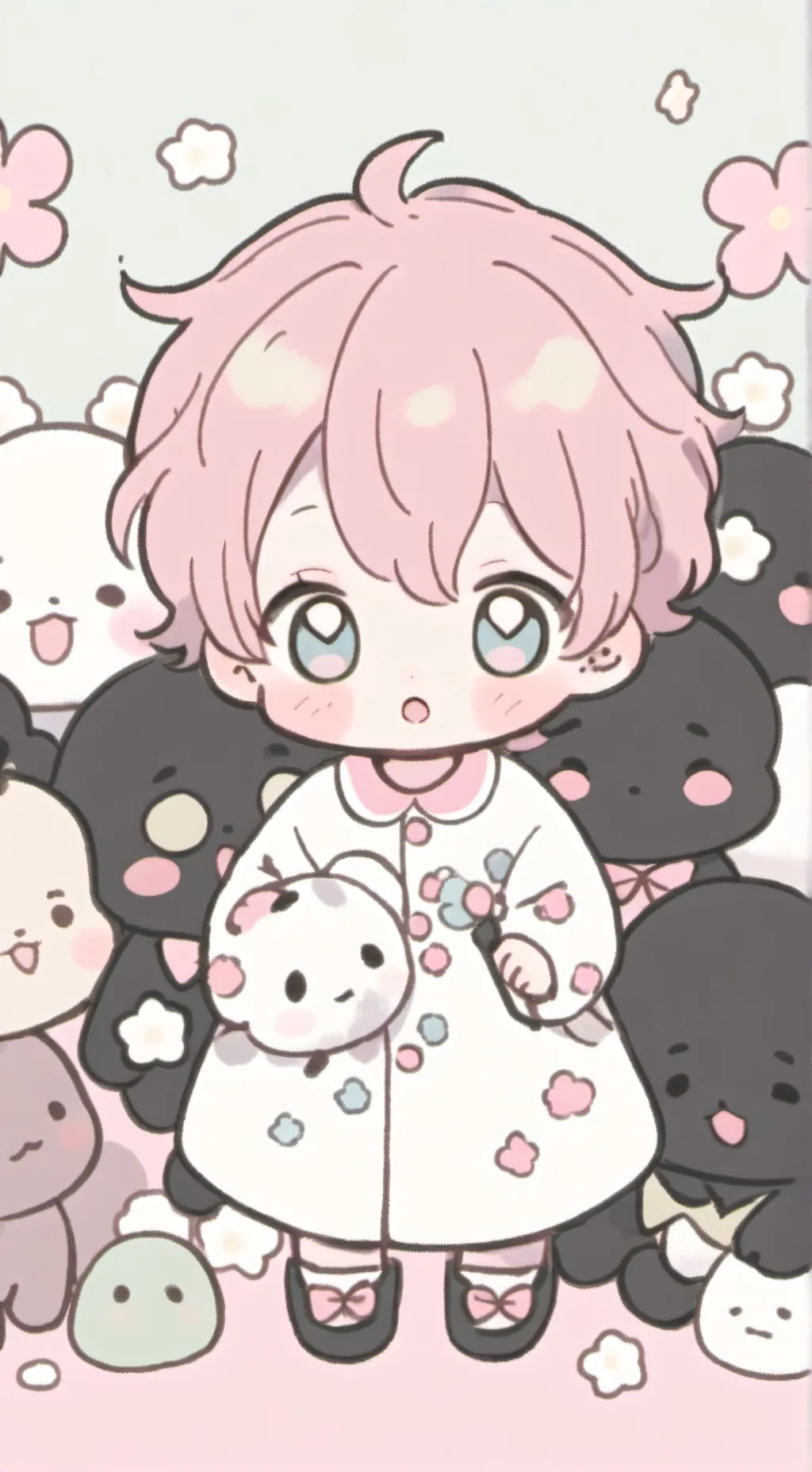 ai character: 20 babies background