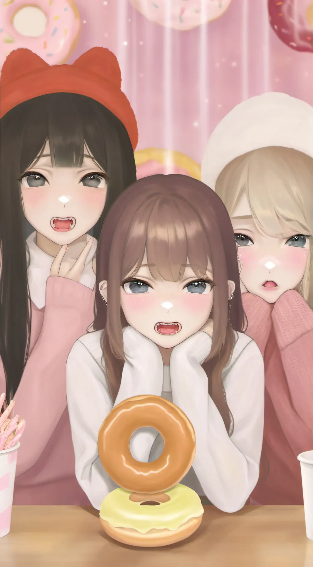 ai character: Three mean girls.  background