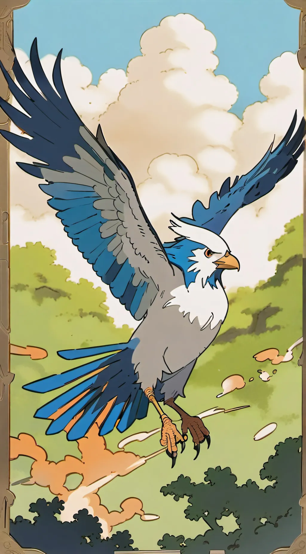 ai character: The blue phoenix background