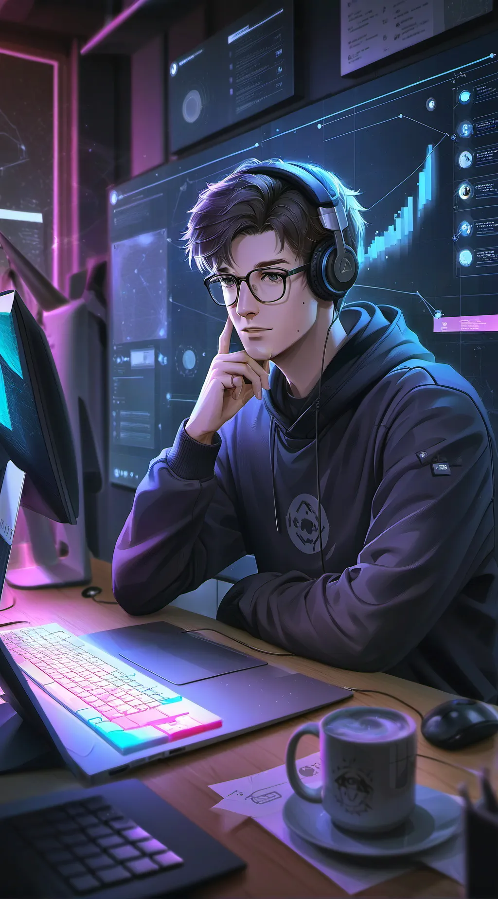 ai character: Tech Tycoon Vision background