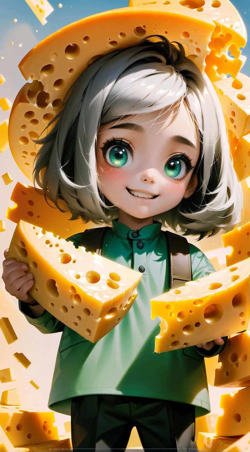 ai character: cheese girl background