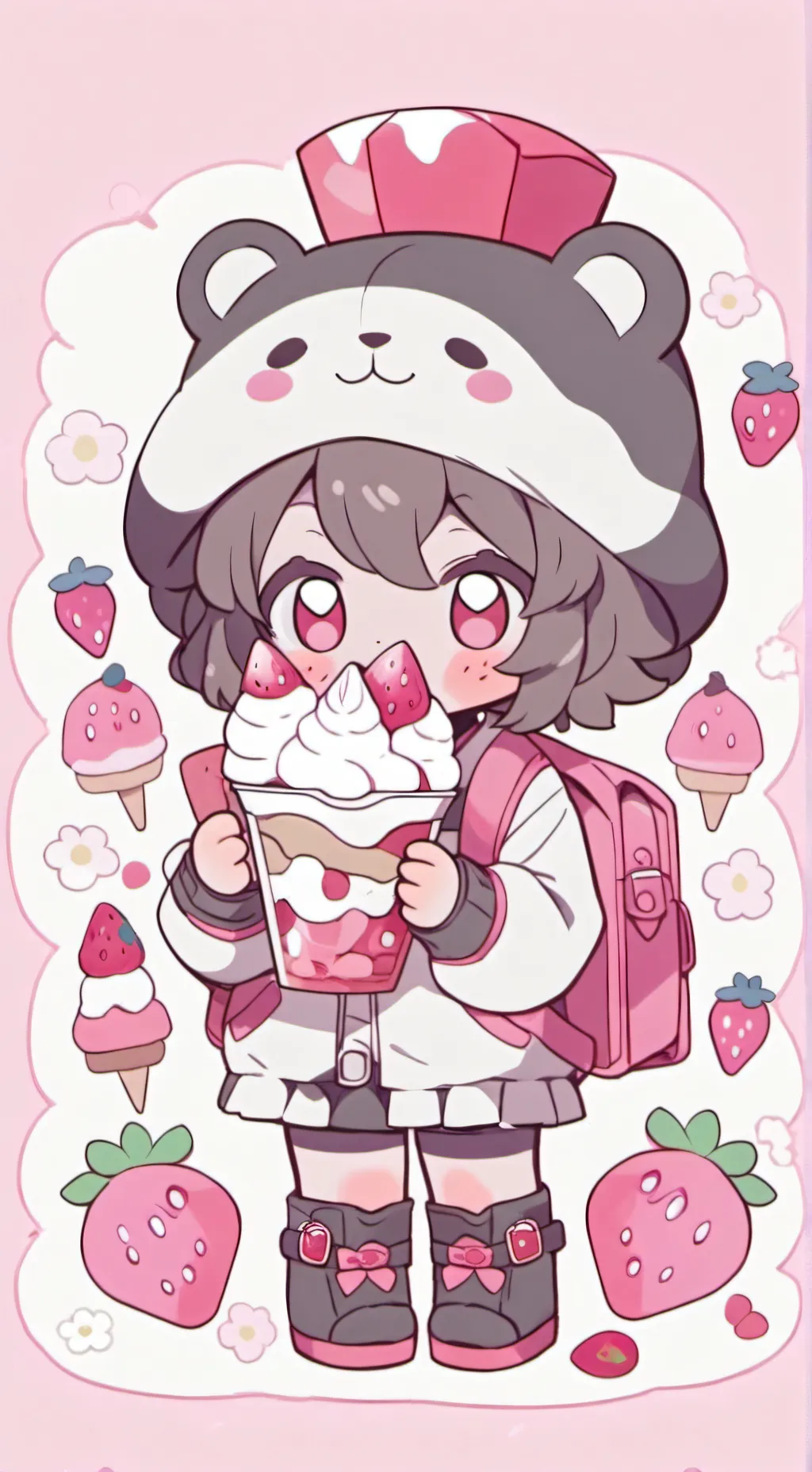 ai character: Strawberry Sweethe background
