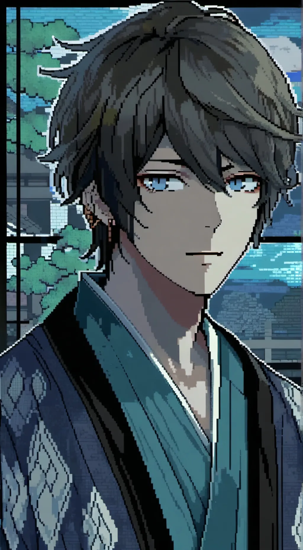 ai character: blue eye samurai background