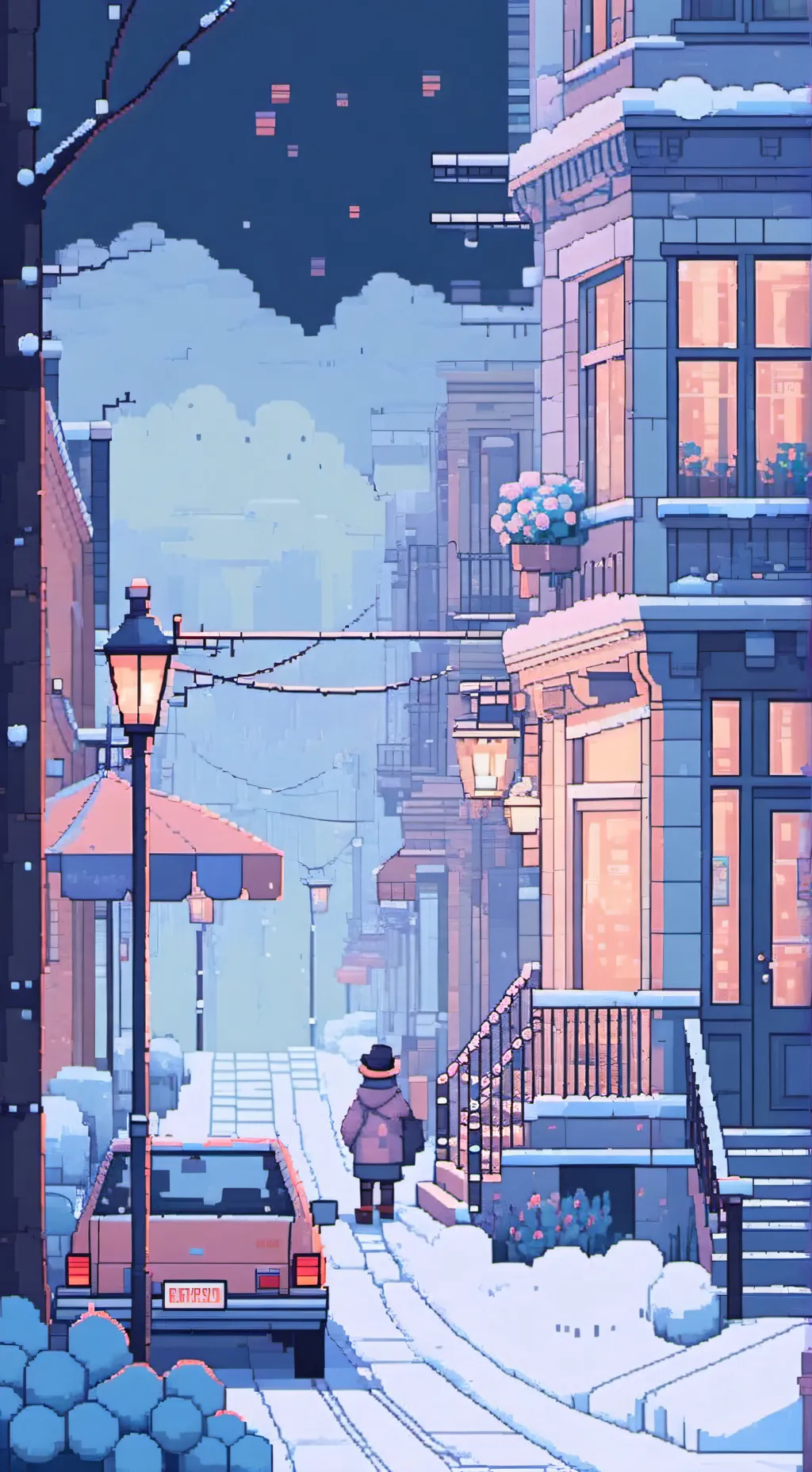 ai character: DW snowy day! background