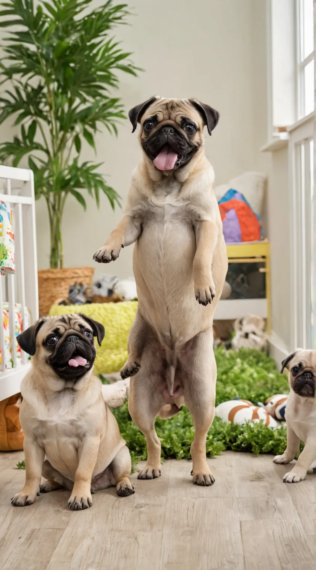 ai character: Pug daycare  background