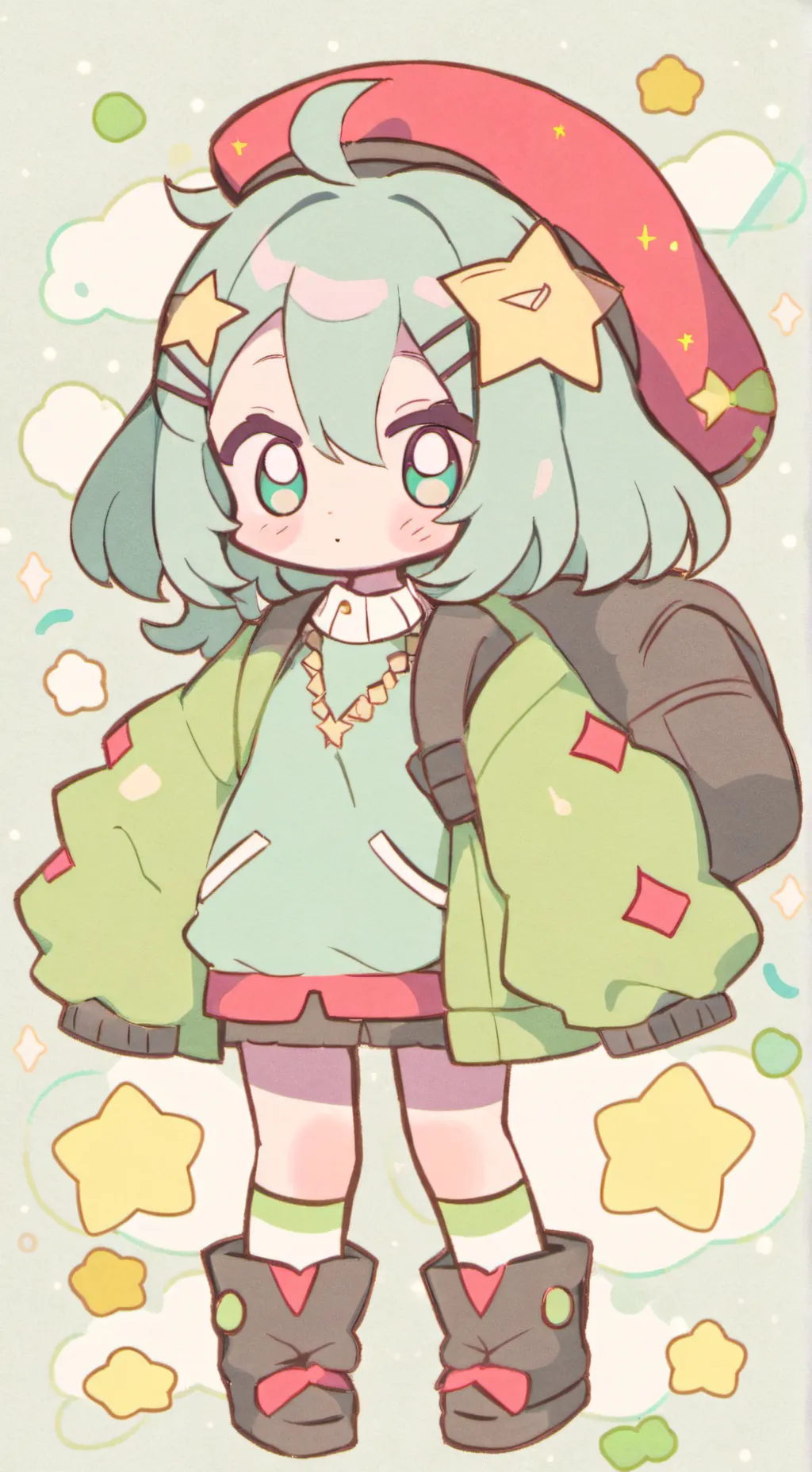 ai character: Gigi robs a bank background