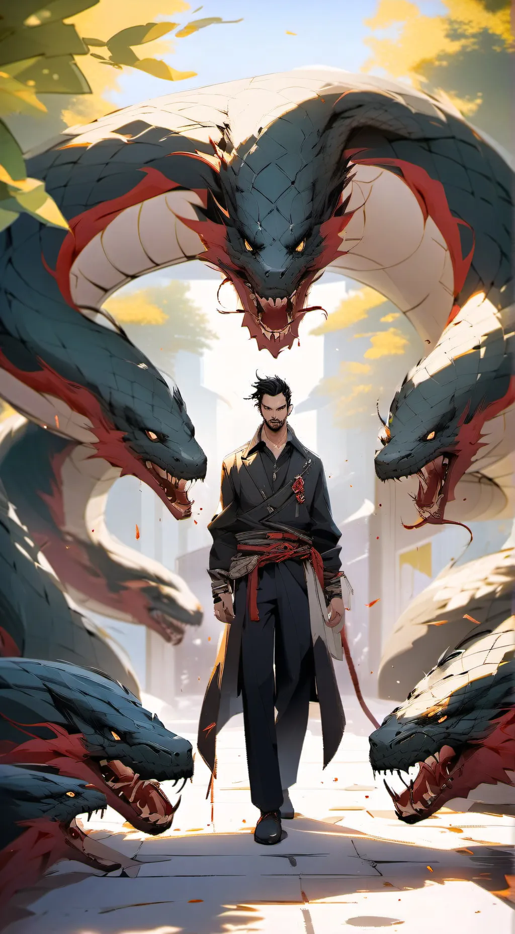 ai character: snake god background