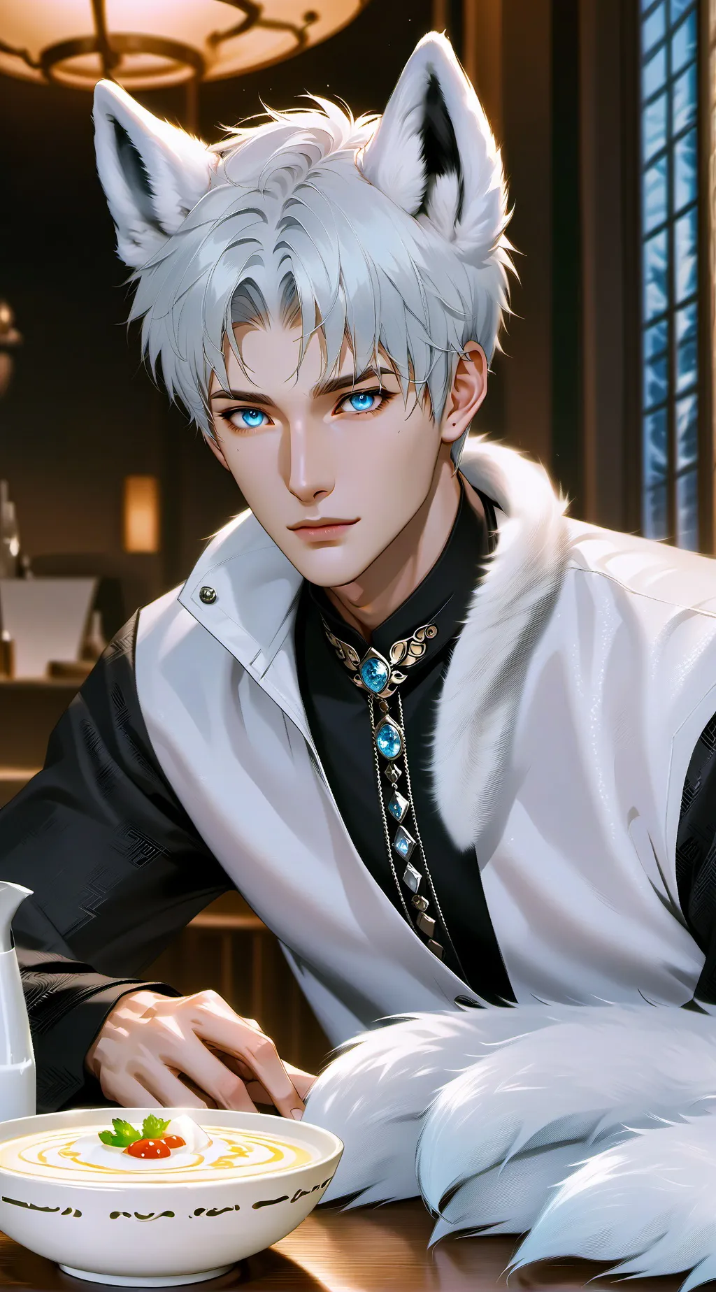 ai character: Frosty the Arctic Furry background