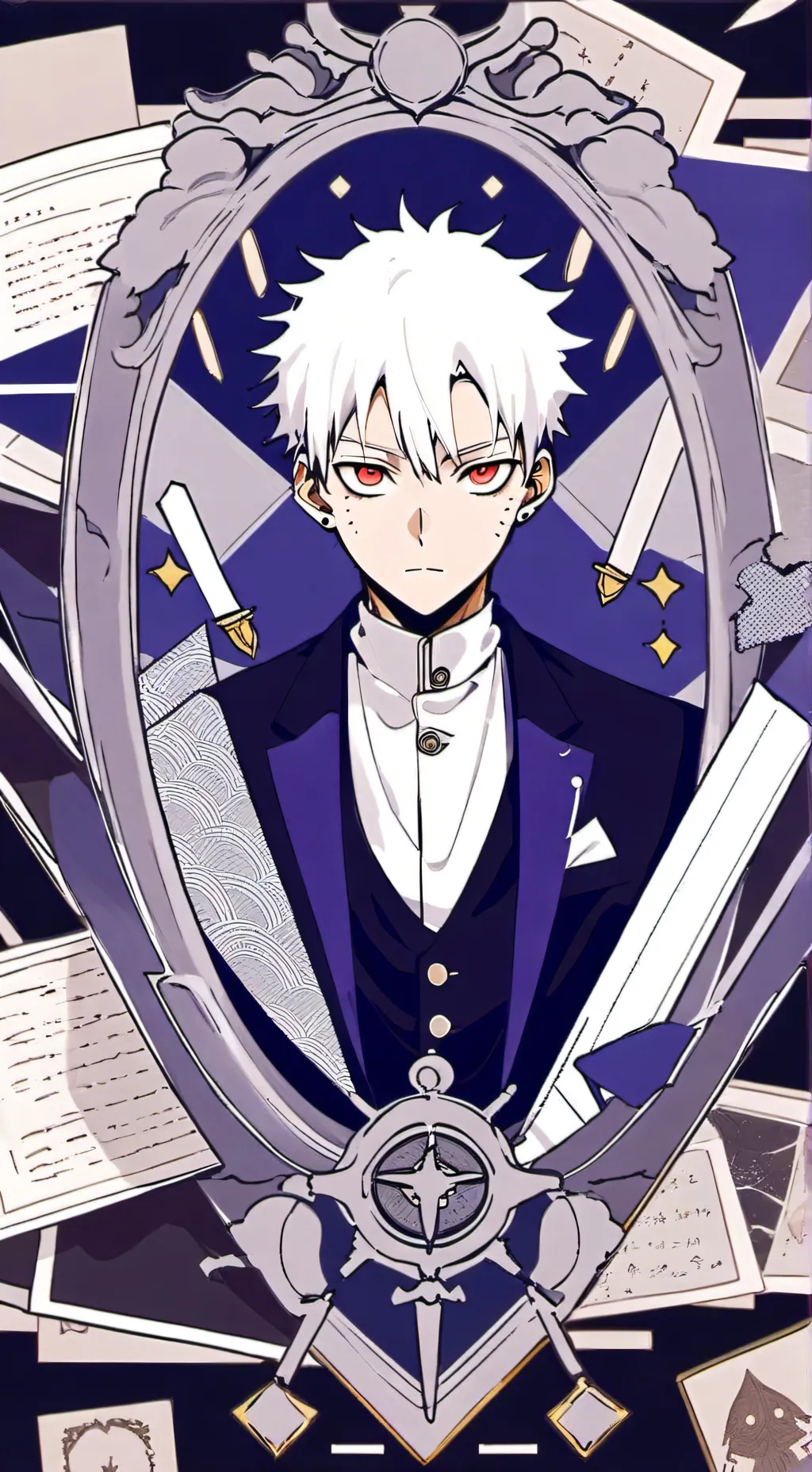 ai character: gojo peluche  background