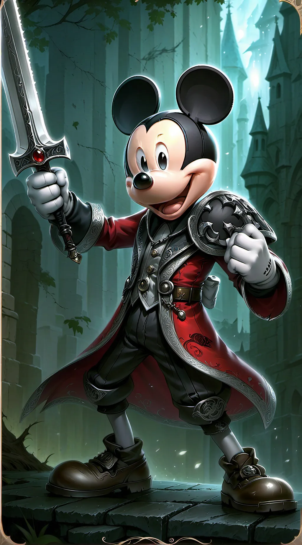 ai character: Mickey en europa  background