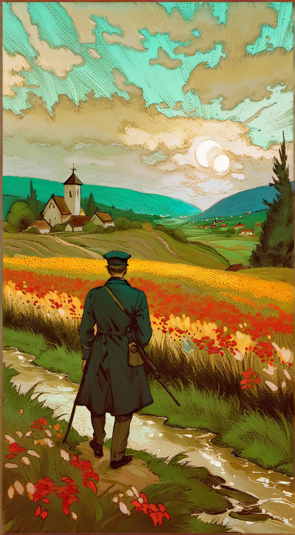 ai character: anime military background