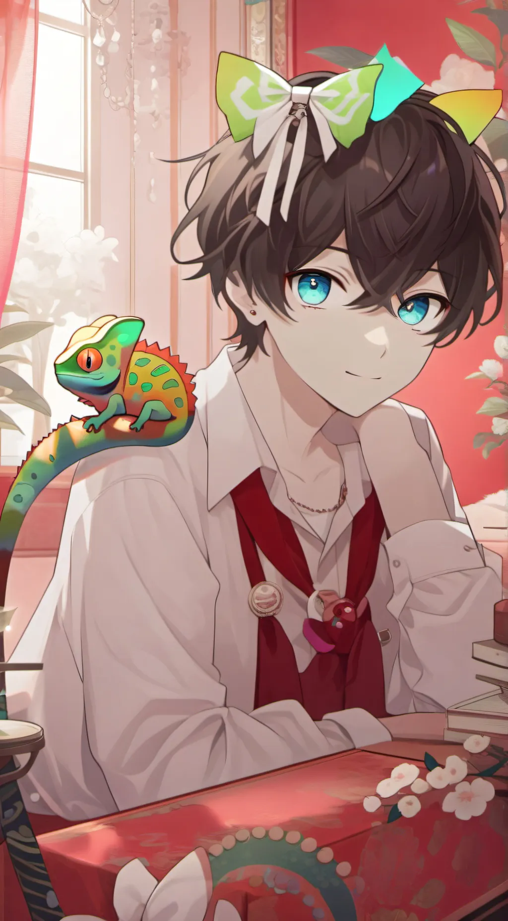 ai character: Colorshift Chameleon Furry background