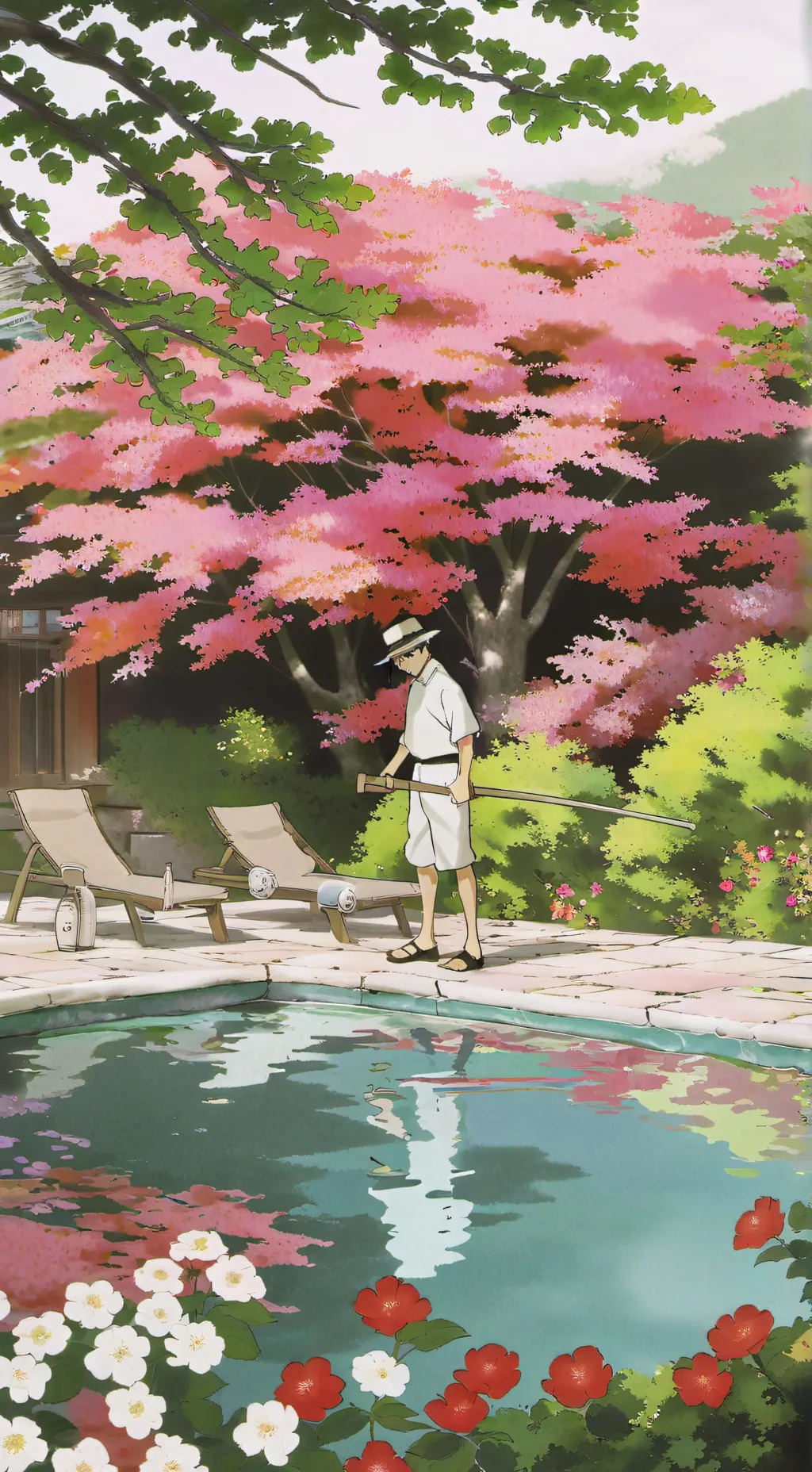 ai character: a pool background