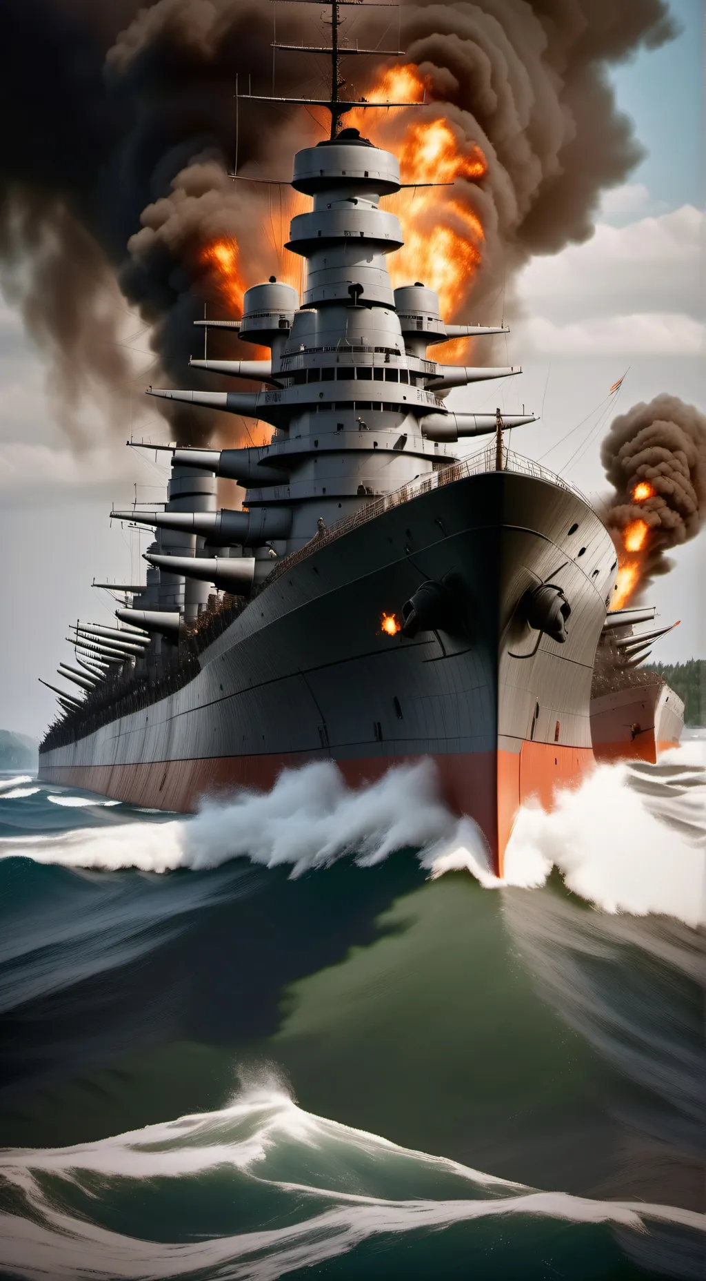 ai character: Battleship sinking background