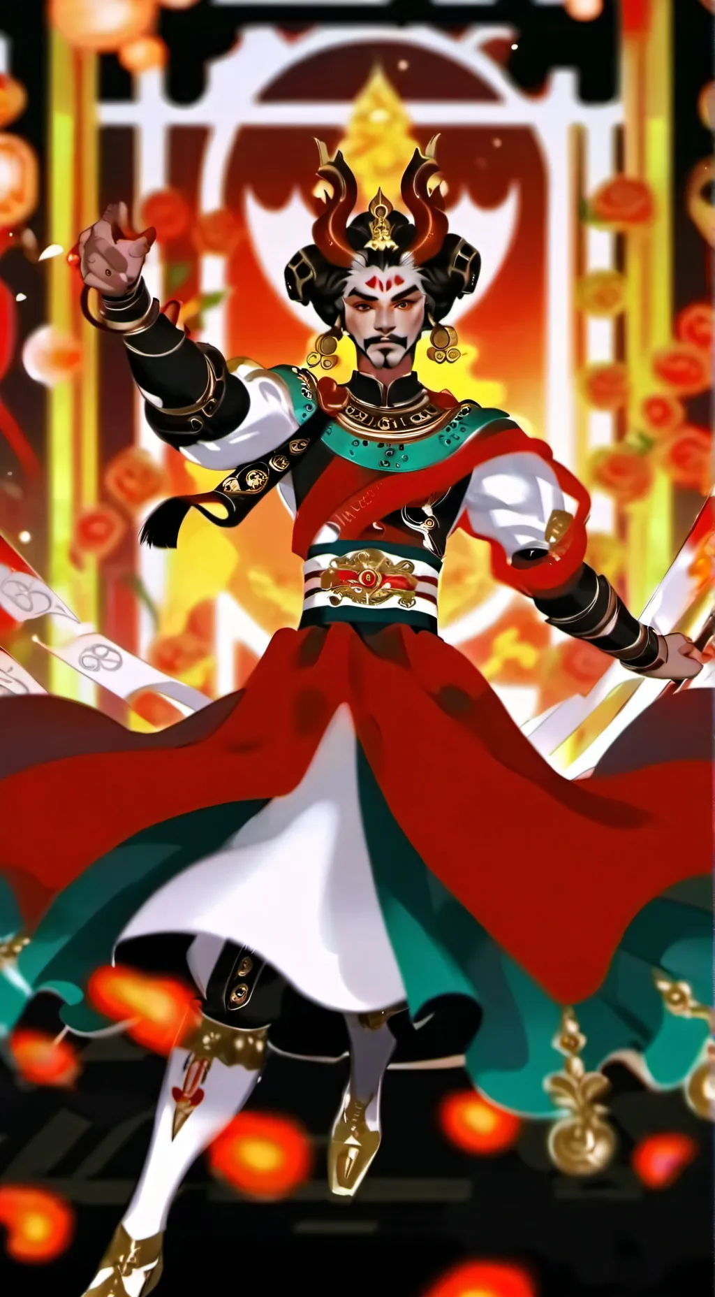 ai character: burning spice background