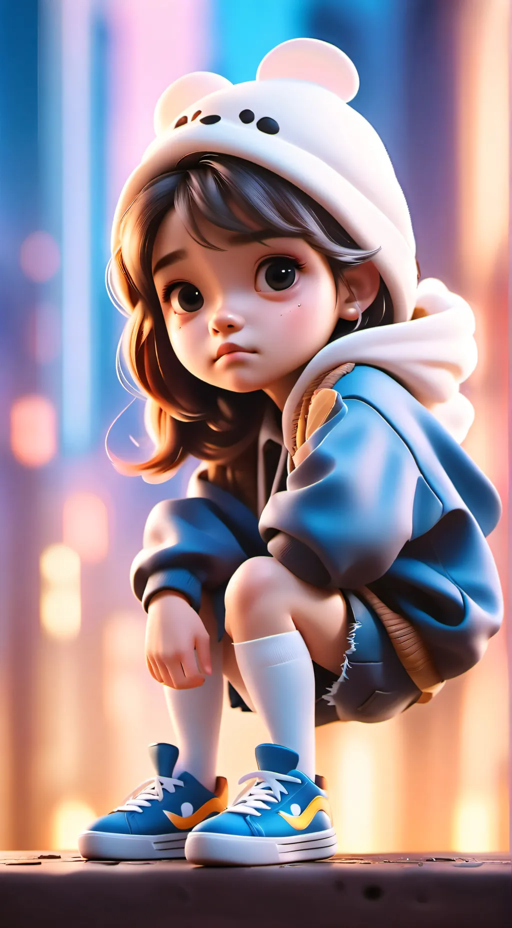 ai character: Sick kid at school background