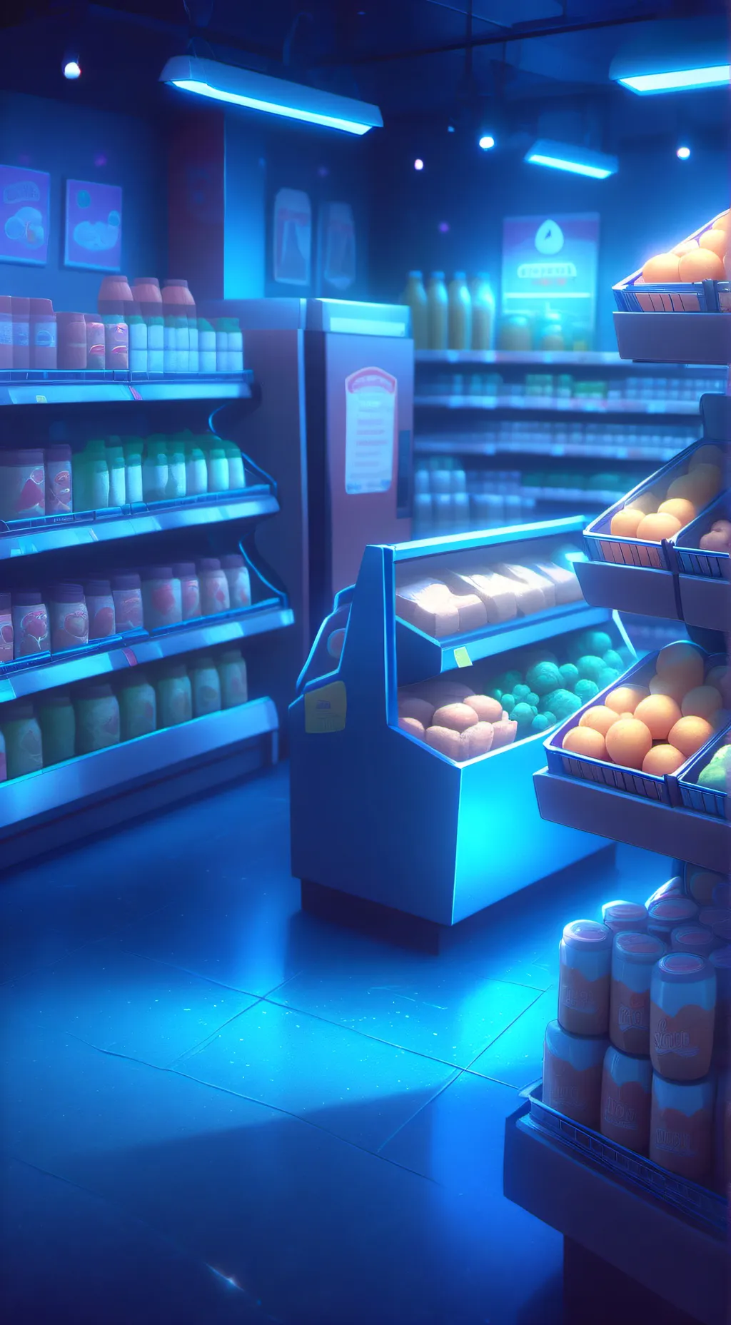 ai character: Grocery Store background