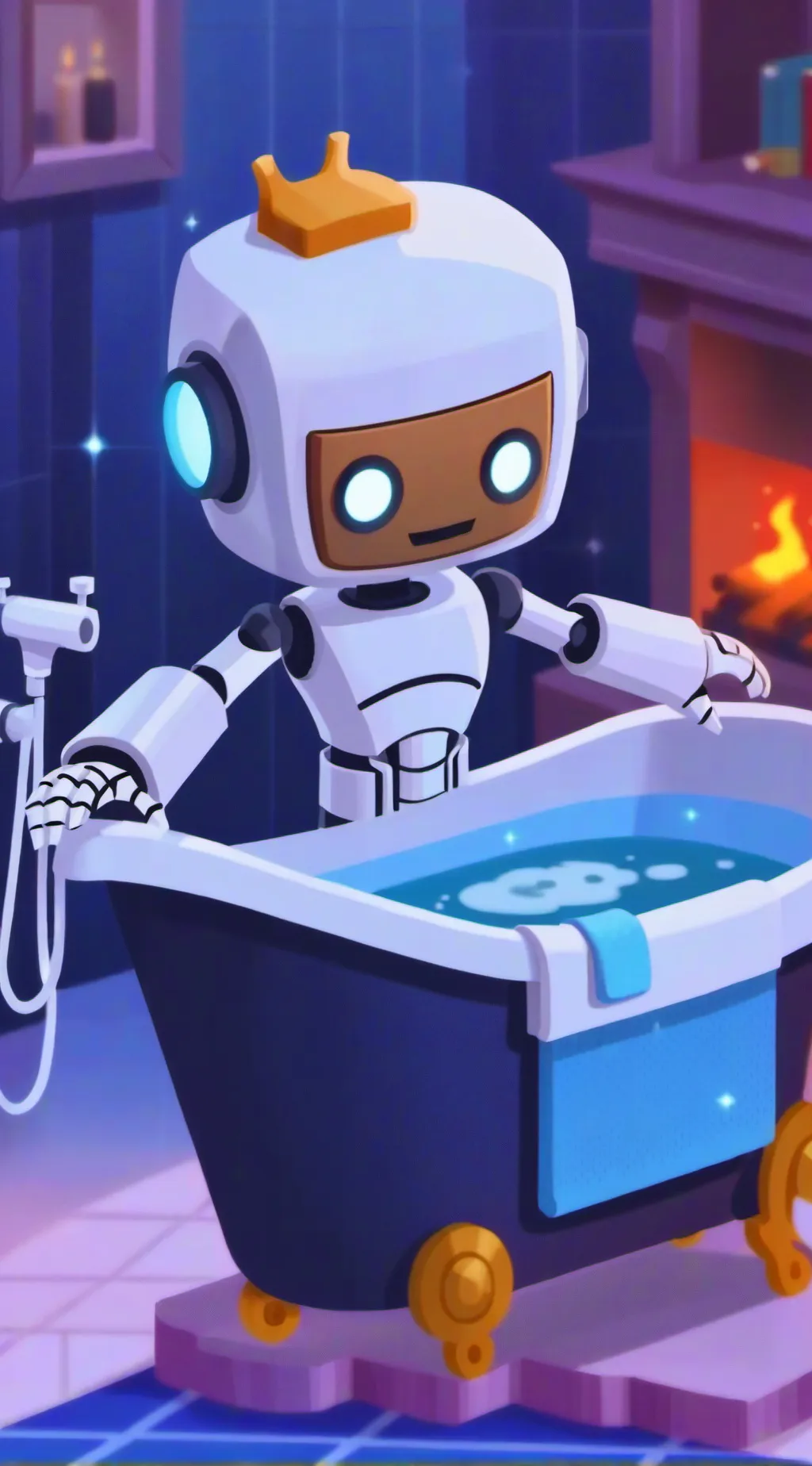 ai character: ScrubBot 5000 background