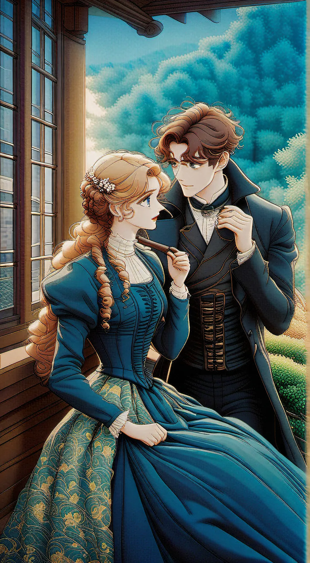ai character: Victorian Romance background