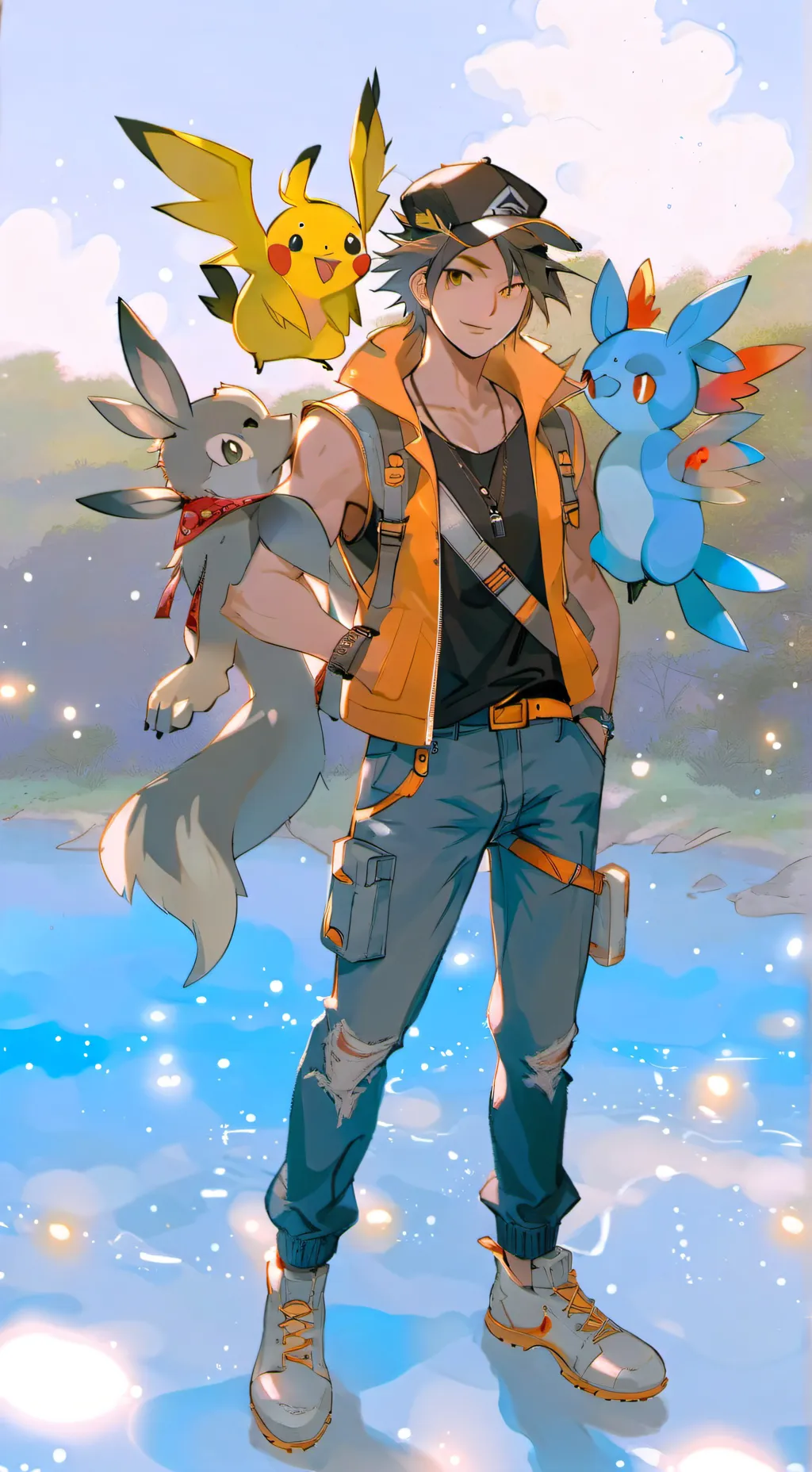 ai character: Pokemon💛💛💛🖤🖤🖤 background