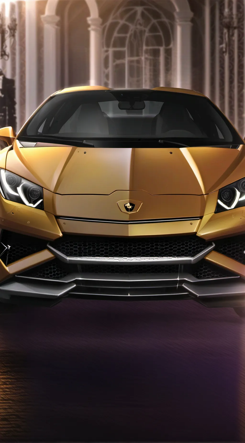 ai character: Golden Lamborghini background