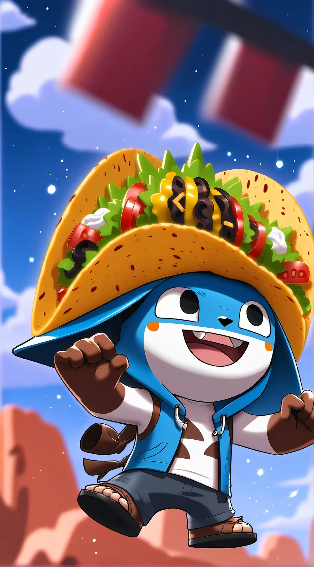 ai character: raining tacos background