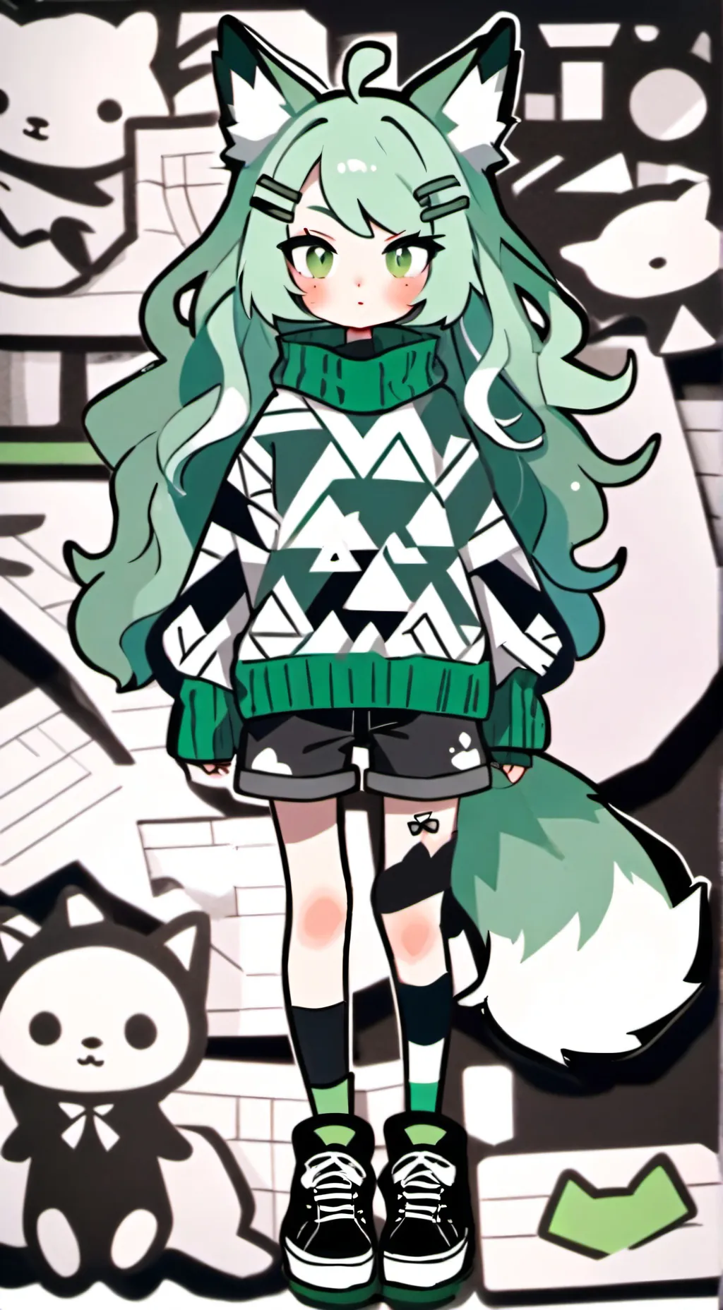 ai character: minty background