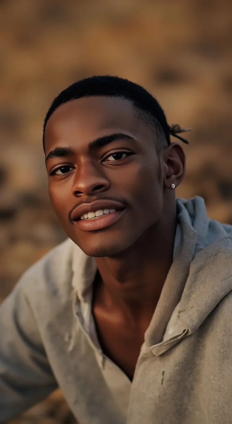 ai character: black sunny background