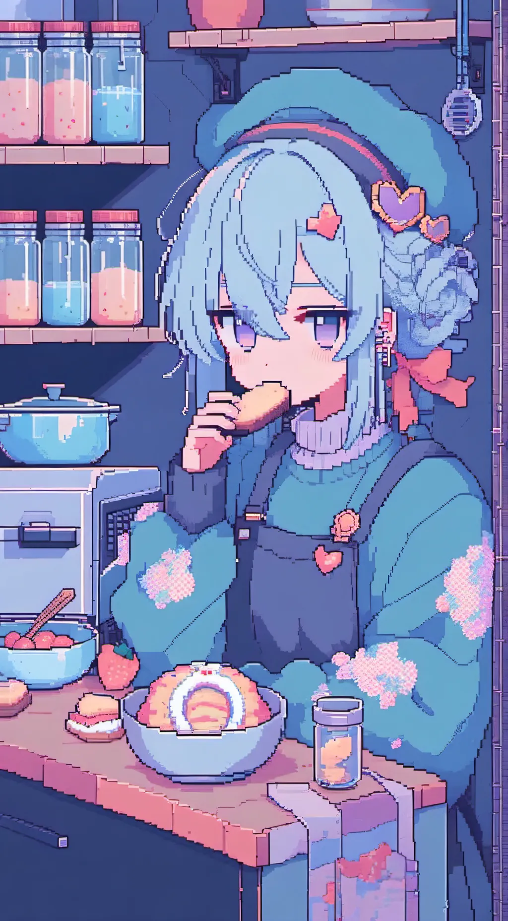 ai character: Mha baking game background