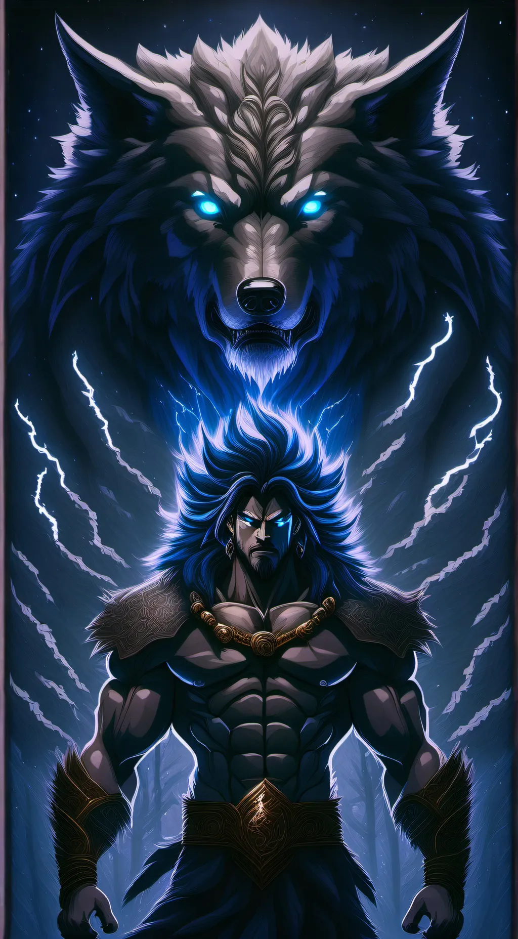 ai character: Celestial Wolf God background