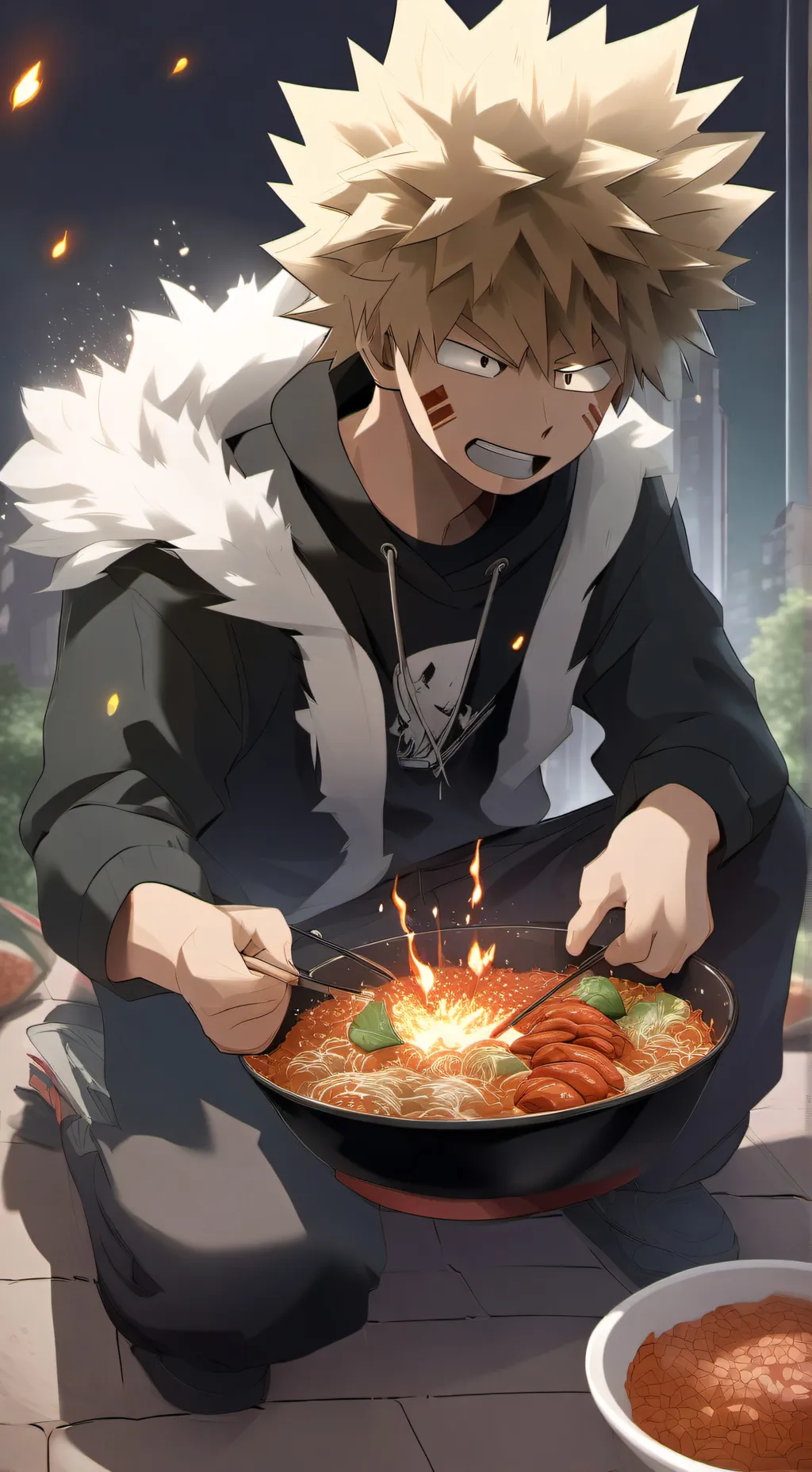 ai character: bakugo{Kacchan} background